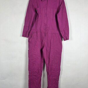 Wildfang The Essential Coverall Hot Pink Womens XL Long Sleeve Denim Jumpsuit